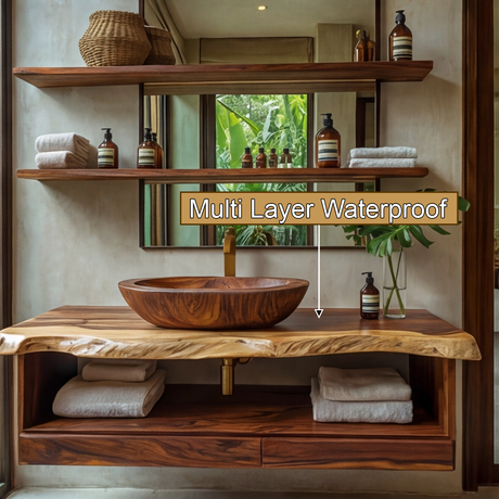 Ravelle Live Edge Solid Wood Floating Bathroom Vanity with Drawers - Timberustic Floating Bathroom Vanity With Drawers