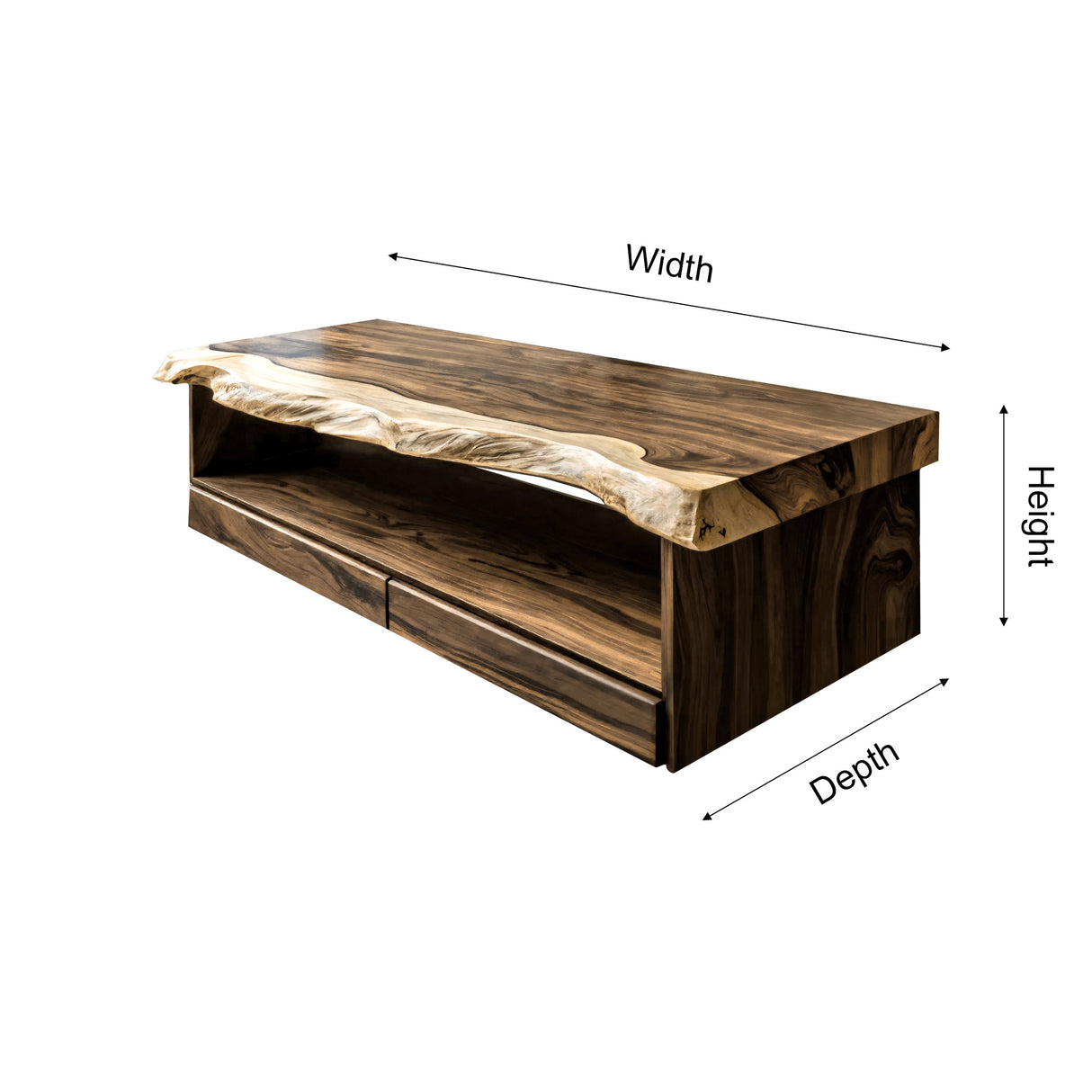 Ravelle Live Edge Solid Wood Floating Bathroom Vanity with Drawers - Timberustic Floating Bathroom Vanity With Drawers