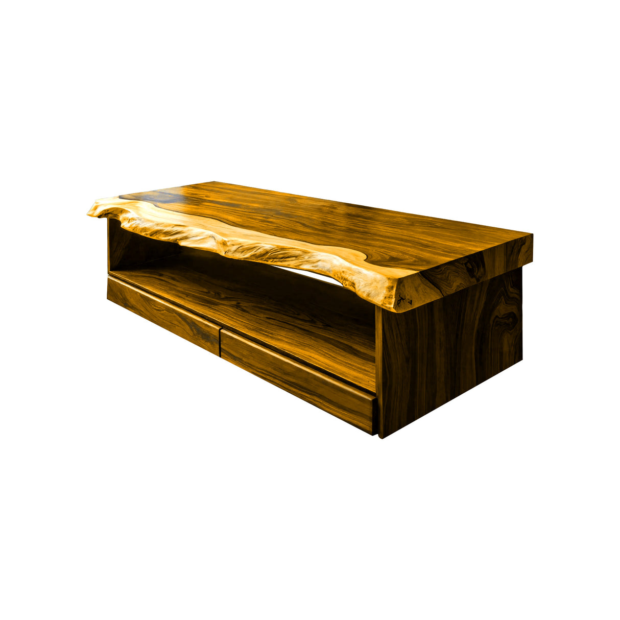 Ravelle Live Edge Solid Wood Floating Bathroom Vanity with Drawers Teak - Timberustic Floating Bathroom Vanity With Drawers