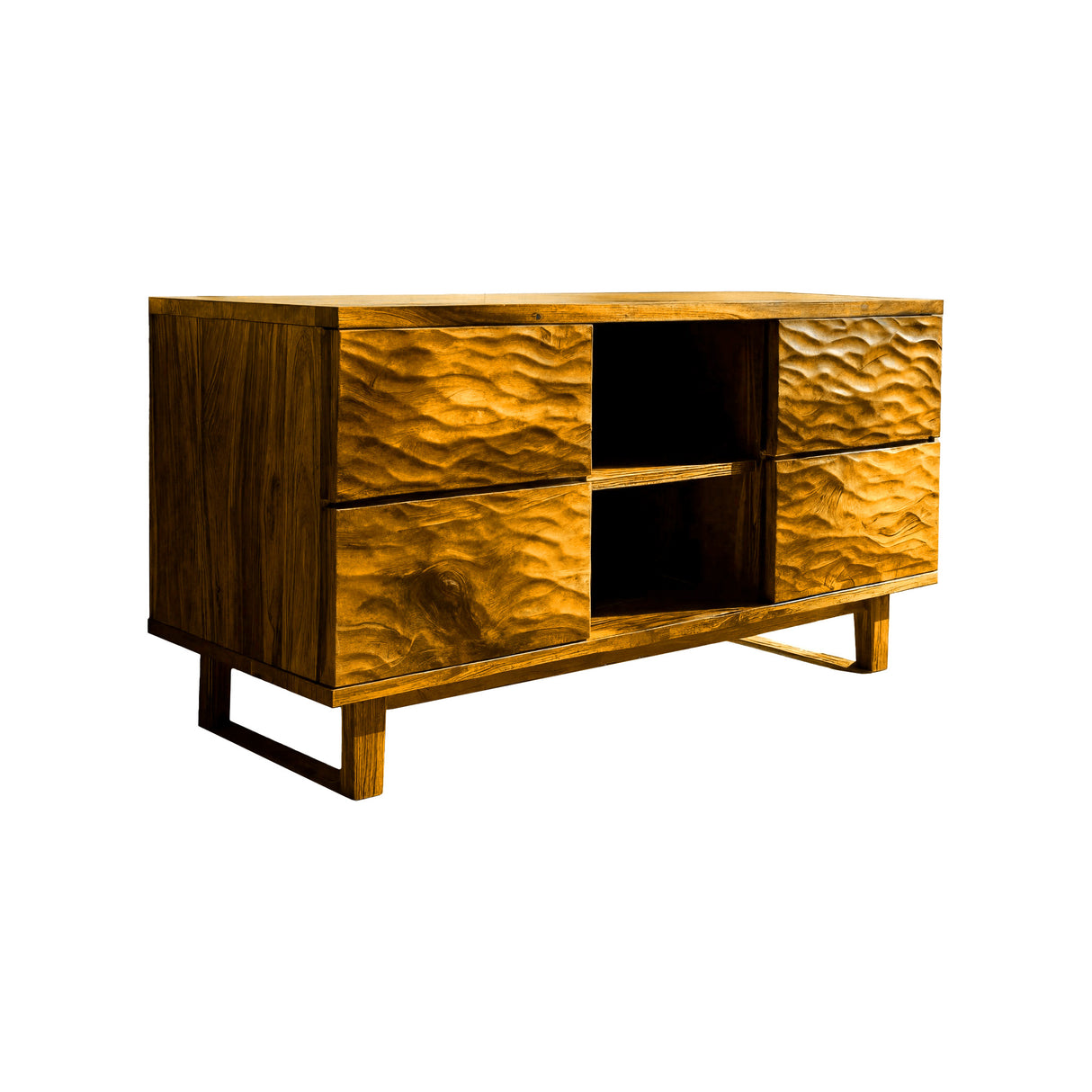 Ravelle Sculpted Freestanding Solid Wood Bathroom Vanity with Drawers Teak - Timberustic Freestanding Bathroom Vanity with Drawers