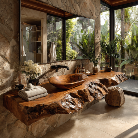 Ravello Live Edge Solid Wood Floating Bathroom Vanity SPA752301 - Timberustic Floating Bathroom Vanity