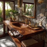 Ravello Live Edge Solid Wood Floating Bathroom Vanity with Integrated Sink - Timberustic Floating Bathroom Vanity with Integrated Sink