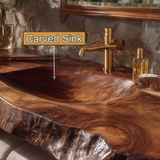Ravello Live Edge Solid Wood Floating Bathroom Vanity with Integrated Sink - Timberustic Floating Bathroom Vanity with Integrated Sink