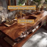 Ravello Live Edge Solid Wood Floating Bathroom Vanity with Integrated Sink - Timberustic Floating Bathroom Vanity with Integrated Sink