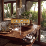 Ravello Live Edge Solid Wood Floating Bathroom Vanity with Integrated Sink - Timberustic Floating Bathroom Vanity with Integrated Sink