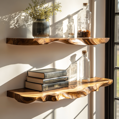 Ravello Live Edge Solid Wood Floating Shelf SPA589354 - Timberustic Floating Shelf