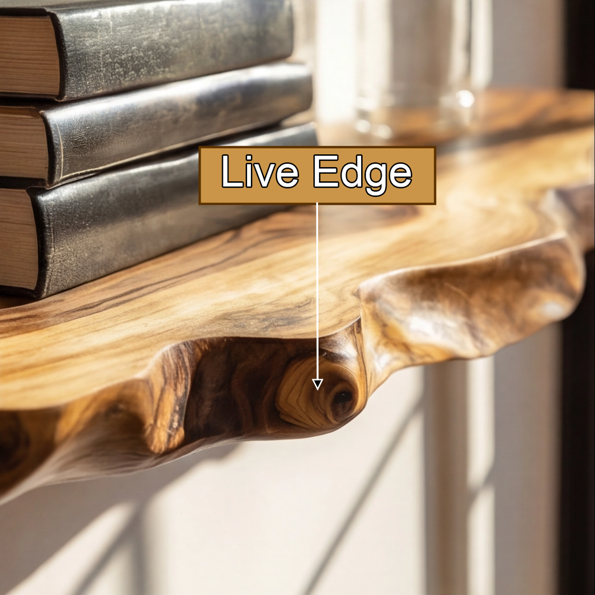 Ravello Live Edge Solid Wood Floating Shelf SPA589354 - Timberustic Floating Shelf