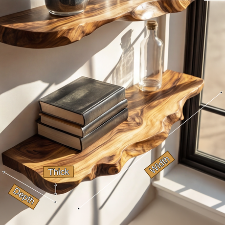Ravello Live Edge Solid Wood Floating Shelf SPA589354 - Timberustic Floating Shelf