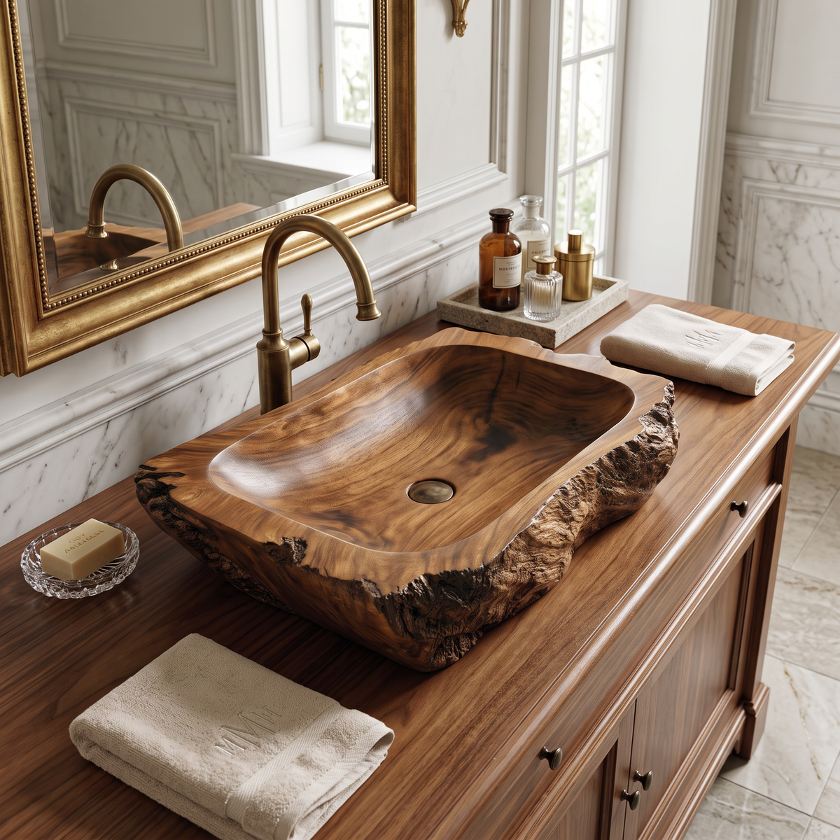 Ravello Live Edge Solid Wood Vessel Sink Brown - Timberustic Vessel Sinks
