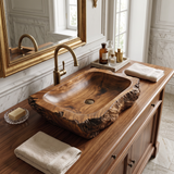 Ravello Live Edge Solid Wood Vessel Sink Brown - Timberustic Vessel Sinks