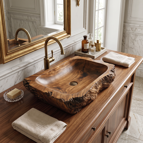 Ravello Live Edge Solid Wood Vessel Sink Brown - Timberustic Vessel Sinks