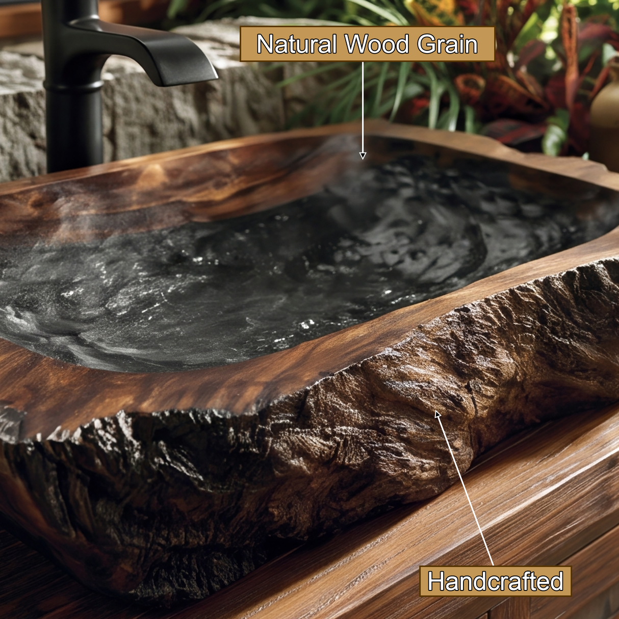 Ravello Live Edge Solid Wood Vessel Sink - Timberustic Vessel Sinks