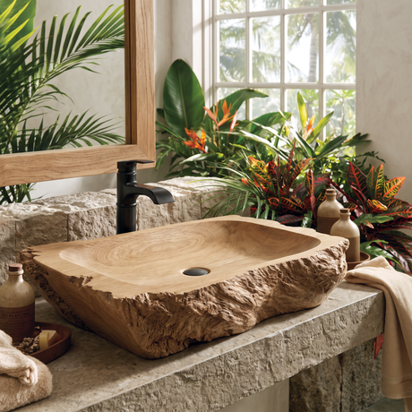 Ravello Live Edge Solid Wood Vessel Sink Natural Oak - Timberustic Vessel Sinks