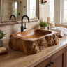 Ravenbark Handcrafted Solid Wood Rustic Edge Vessel Sink Brown - Timberustic Vessel Sinks