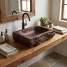 Ravenbark Handcrafted Solid Wood Rustic Edge Vessel Sink Dark Walnut - Timberustic Vessel Sinks