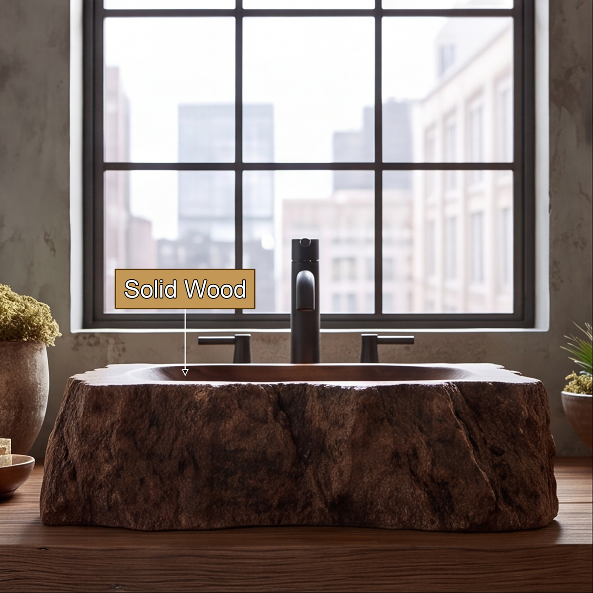 Ravenbark Handcrafted Solid Wood Rustic Edge Vessel Sink - Timberustic Vessel Sinks