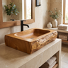 Ravenbark Handcrafted Solid Wood Rustic Edge Vessel Sink Teak - Timberustic Vessel Sinks