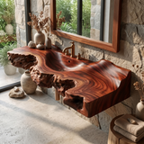 Ravencrest Handcrafted Live Edge Solid Wood Floating Bathroom Vanity with Integrated Sink