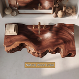 Ravencrest Handcrafted Live Edge Solid Wood Floating Bathroom Vanity with Integrated Sink
