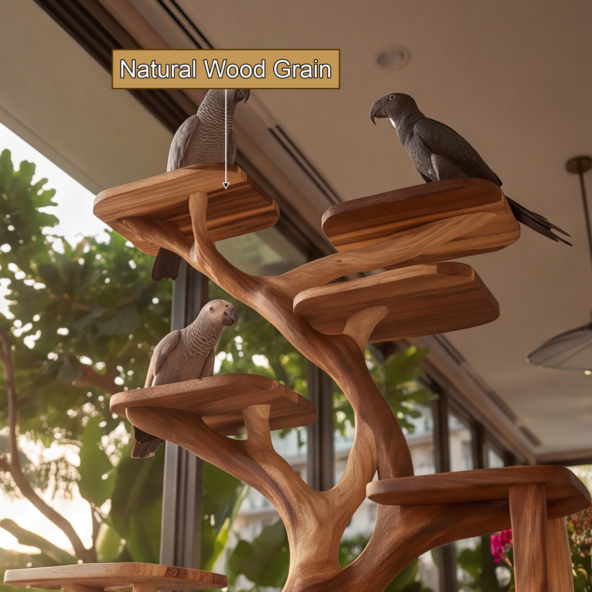 Ravencrest Handcrafted Tree Branch Parrot Stand - Timberustic Tree Branch Parrot Stand