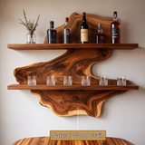Ravencrest Live Edge Handcrafted Floating Wine Shelf SPA058902