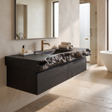 Ravenglen Handcrafted Solid Wood Floating Bathroom Vanity with Drawers Black - Timberustic Floating Bathroom Vanity With Drawers