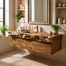 Ravenglen Handcrafted Solid Wood Floating Bathroom Vanity with Drawers Brown - Timberustic Floating Bathroom Vanity With Drawers