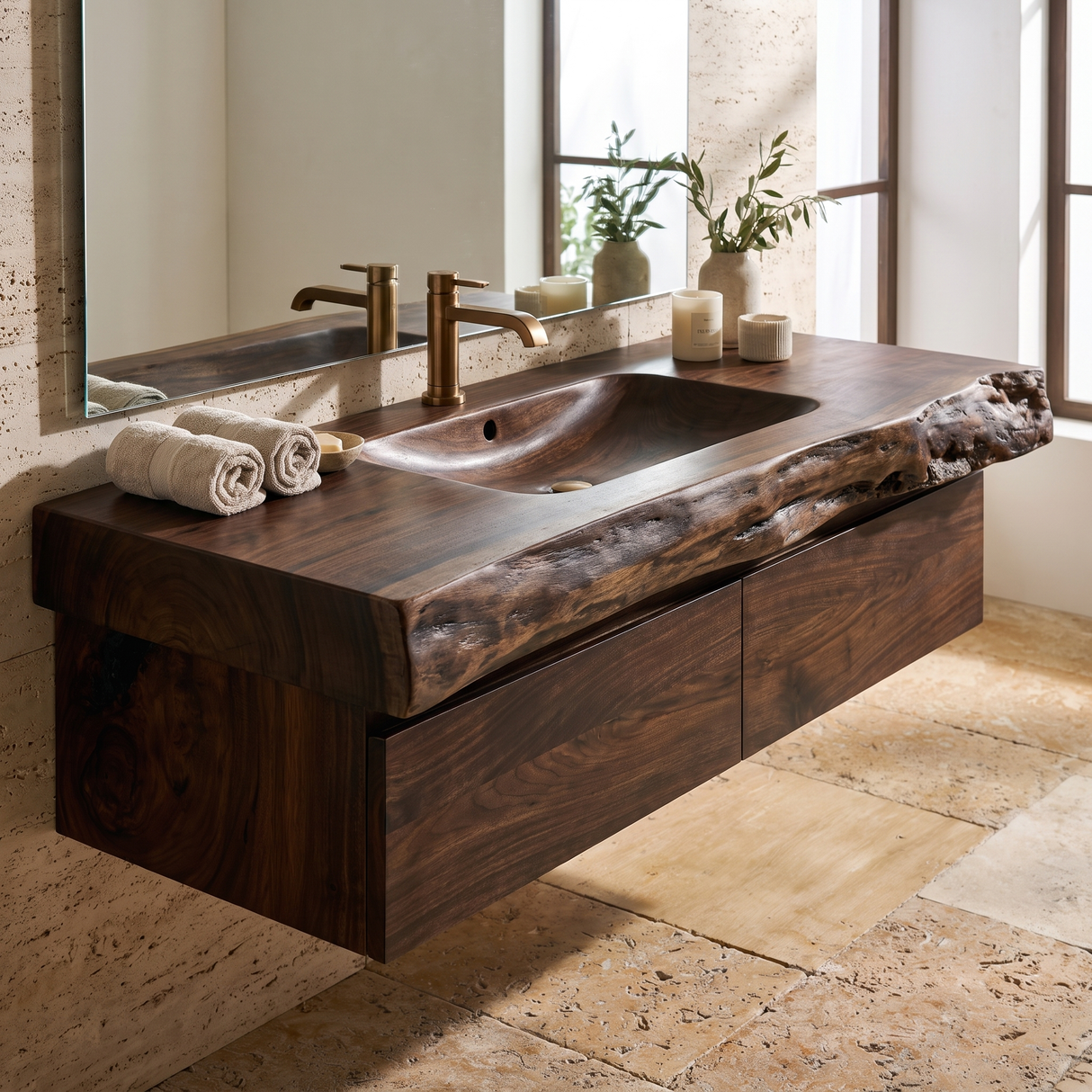 Ravenglen Handcrafted Solid Wood Floating Bathroom Vanity with Drawers - Timberustic Floating Bathroom Vanity With Drawers