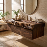 Ravenglen Handcrafted Solid Wood Floating Bathroom Vanity with Drawers Dark Walnut - Timberustic Floating Bathroom Vanity With Drawers