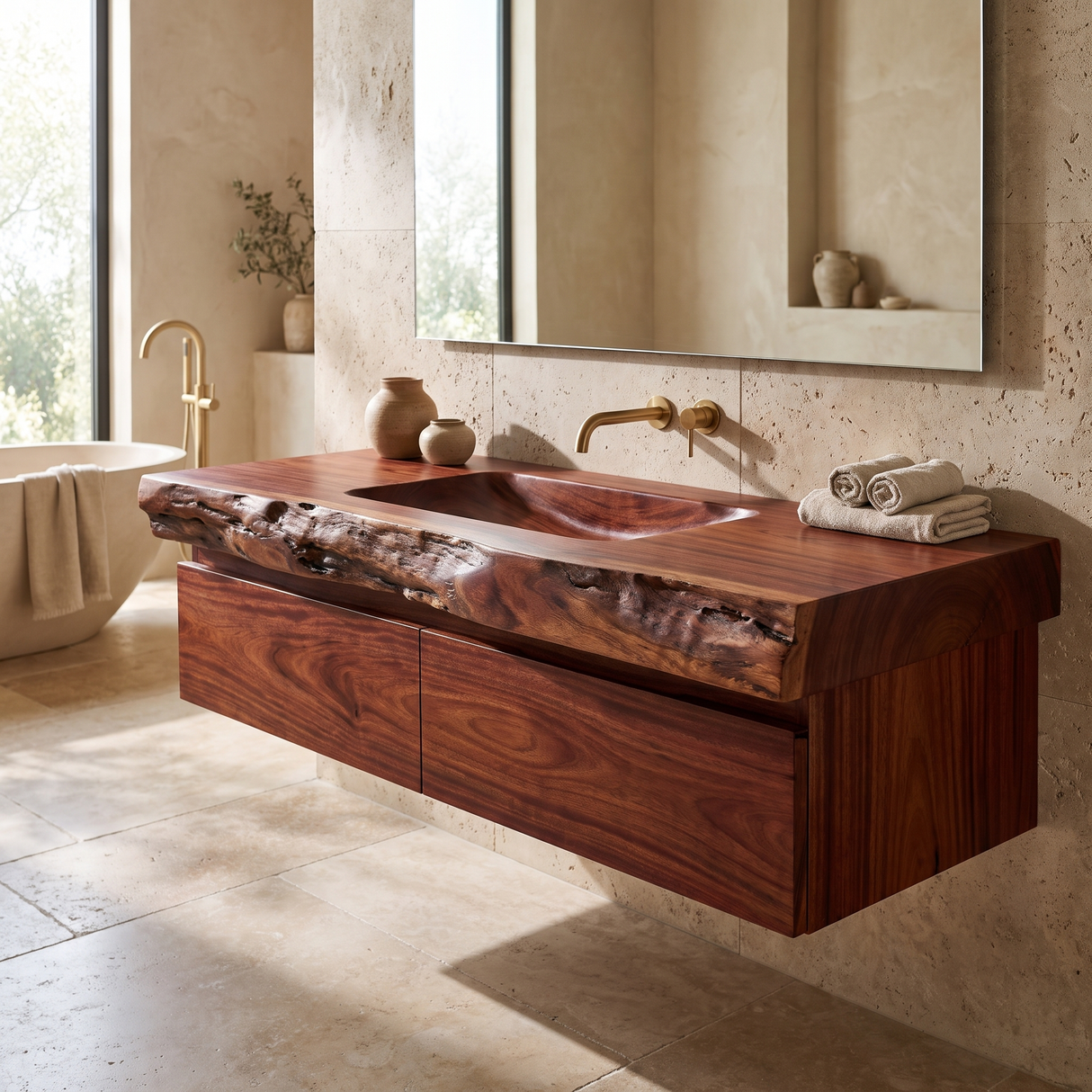 Ravenglen Handcrafted Solid Wood Floating Bathroom Vanity with Drawers - Timberustic Floating Bathroom Vanity With Drawers