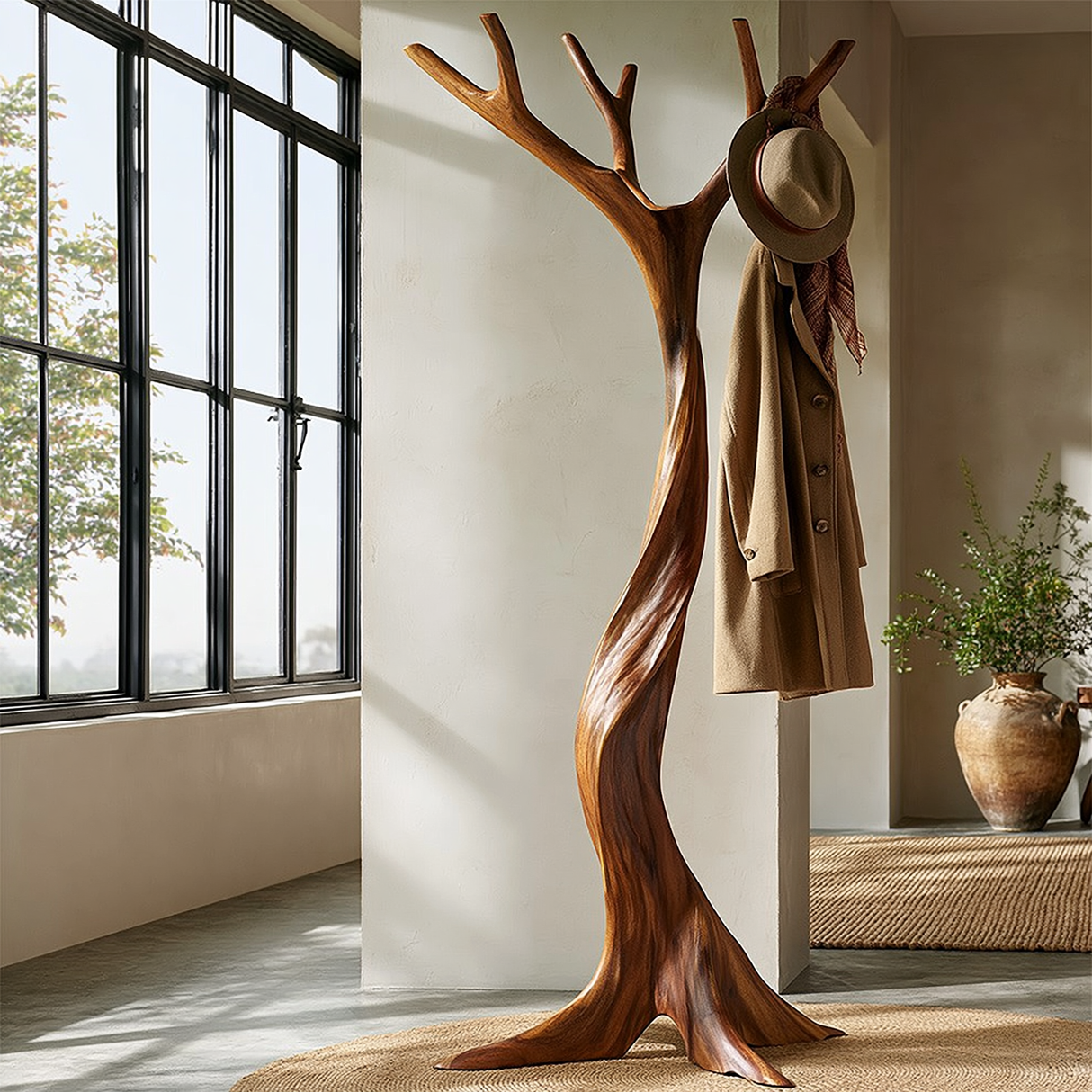 Ravenhollow Handcrafted Sculpted Solid Wood Tree Coat Rack - Timberustic Tree Coat Rack