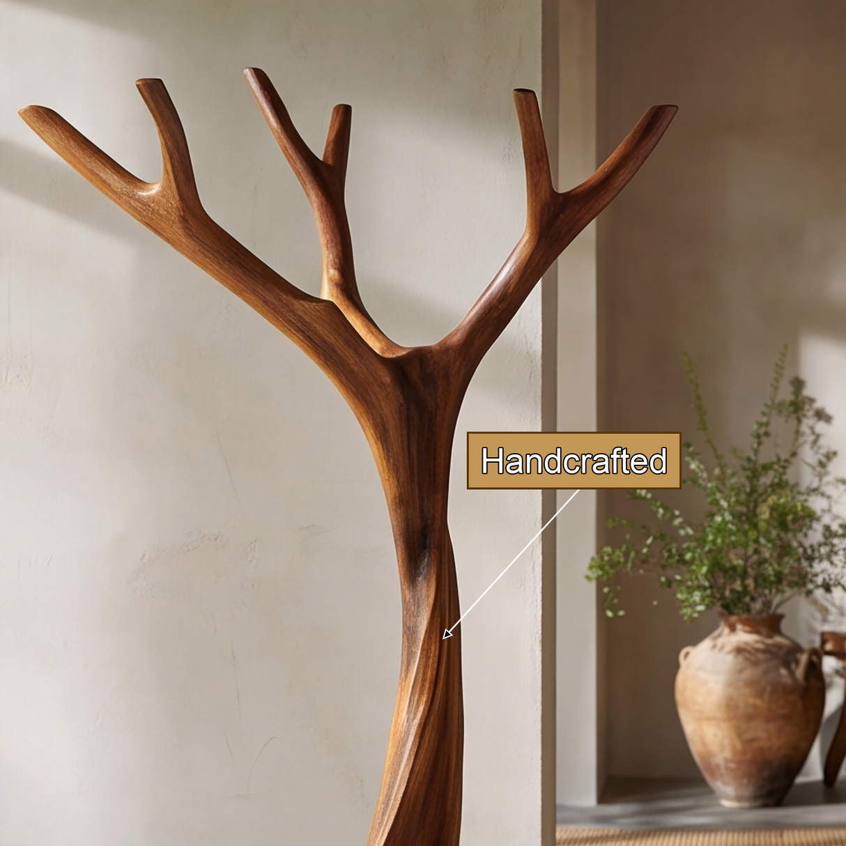 Ravenhollow Handcrafted Sculpted Solid Wood Tree Coat Rack - Timberustic Tree Coat Rack
