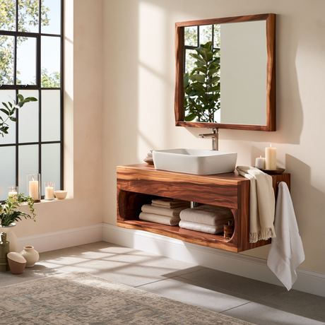 Ravenholt Solid Wood Floating Bathroom Vanity with Open Storage - Timberustic Floating Bathroom Vanity with Open Storage