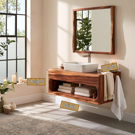 Ravenholt Solid Wood Floating Bathroom Vanity with Open Storage - Timberustic Floating Bathroom Vanity with Open Storage
