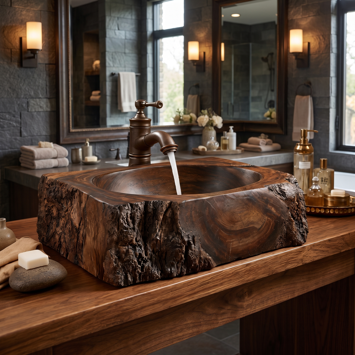 Ravenmoor Handcrafted Solid Wood Rustic Block Vessel Sink