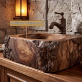 Ravenmoor Handcrafted Solid Wood Rustic Block Vessel Sink