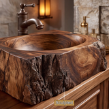 Ravenmoor Handcrafted Solid Wood Rustic Block Vessel Sink