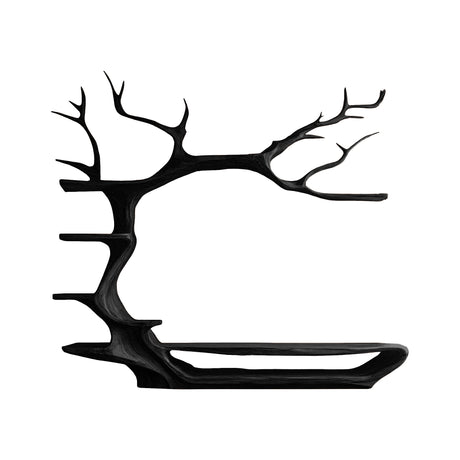 Ravenn Tree Branch Live Edge Solid Wood TV Console Black - Timberustic TV Console with Tree Shelf