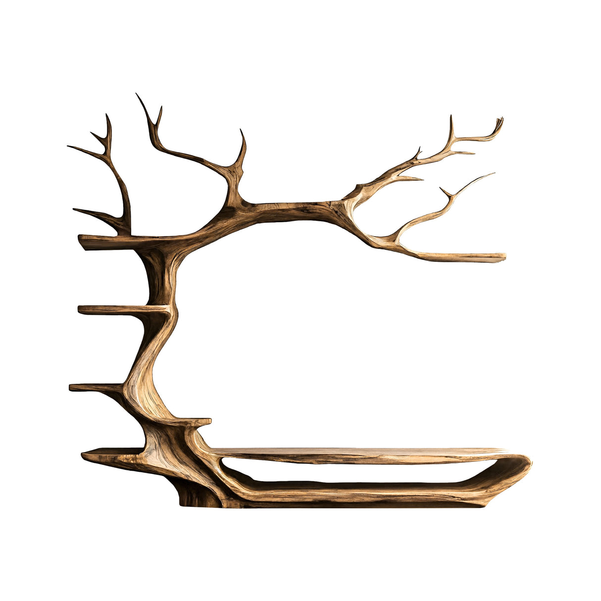 Ravenn Tree Branch Live Edge Solid Wood TV Console Natural Oak - Timberustic TV Console with Tree Shelf