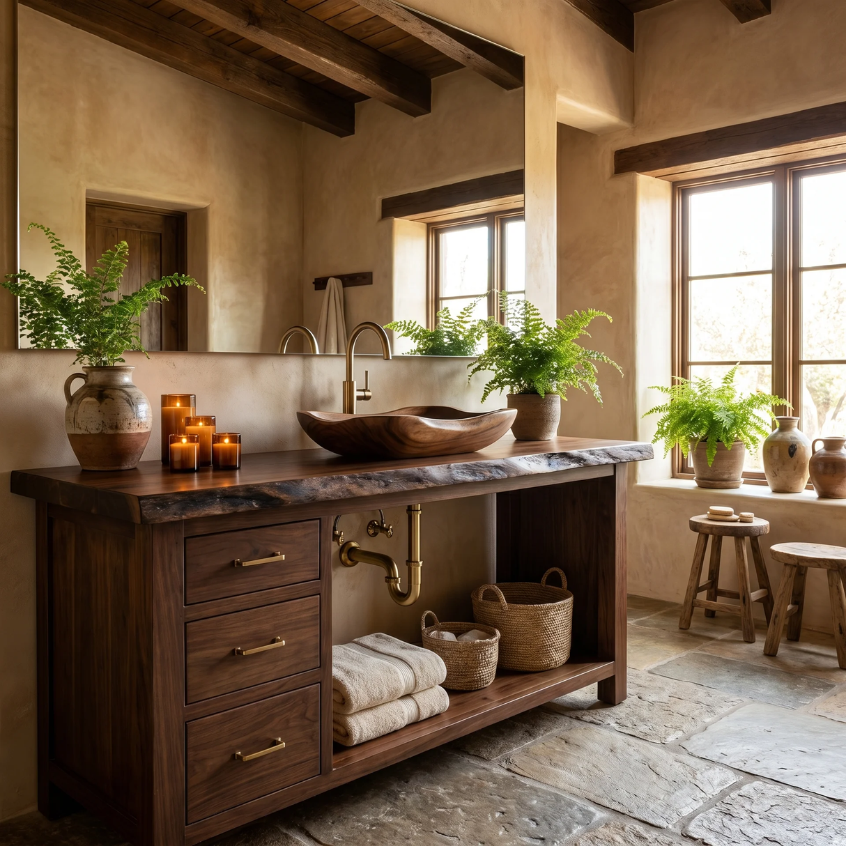 Ravenoak Live Edge Solid Wood Freestanding Bathroom Vanity with Drawers