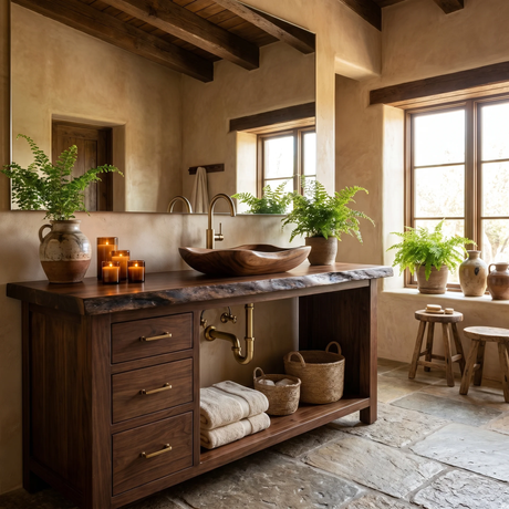 Ravenoak Live Edge Solid Wood Freestanding Bathroom Vanity with Drawers - Timberustic Freestanding Bathroom Vanity with Drawers