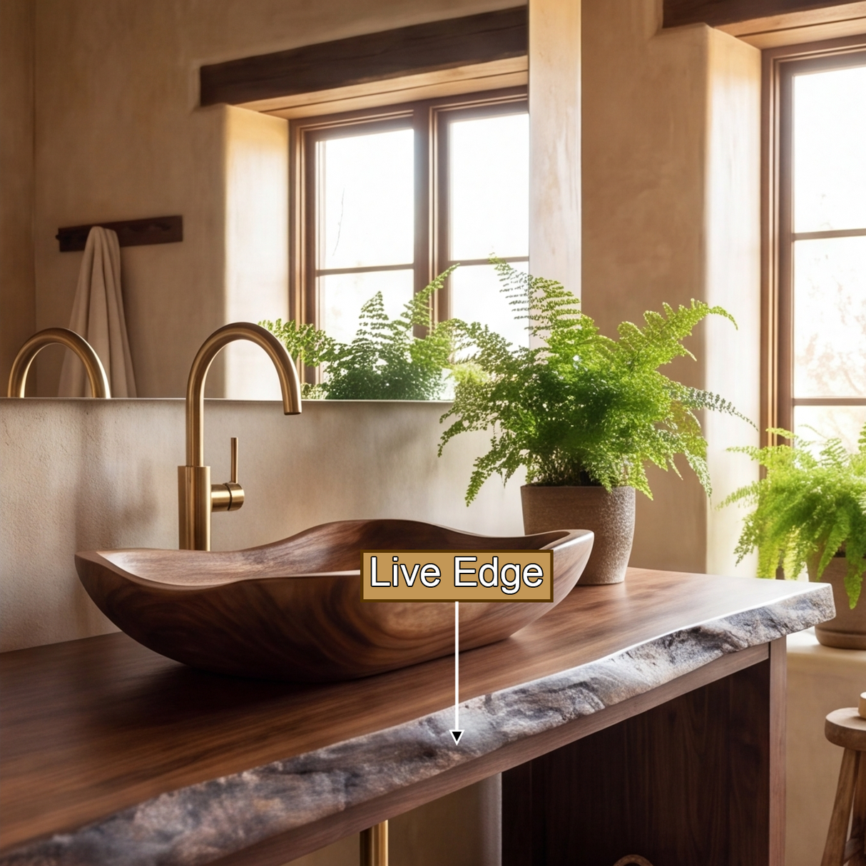 Ravenoak Live Edge Solid Wood Freestanding Bathroom Vanity with Drawers