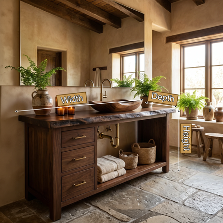 Ravenoak Live Edge Solid Wood Freestanding Bathroom Vanity with Drawers - Timberustic Freestanding Bathroom Vanity with Drawers