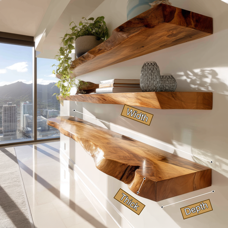 Raventra Live Edge Solid Wood Floating Shelf SPA293488 - Timberustic Floating Shelf