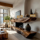 Ravethorn Handcrafted Live Edge Solid Wood Fireplace Mantel Shelf SPA089241 - Timberustic Fireplace Mantel Shelf