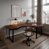 Ravon Live-Edge Solid Wood L-Shape Desk
