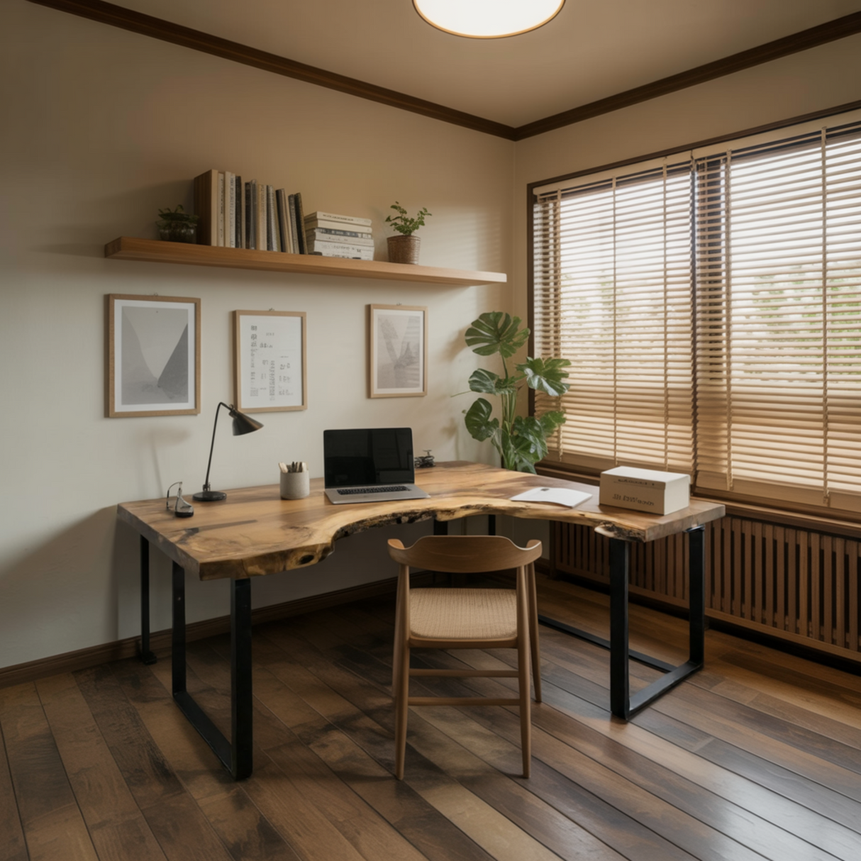 Ravon Live-Edge Solid Wood L-Shape Desk