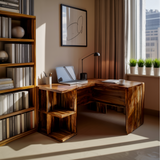 Ravon Solid Wood L-Shape Desk with Drawers