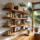 Ravora Live Edge Solid Wood Floating Kitchen Shelf - Timberustic Floating Kitchen Shelf