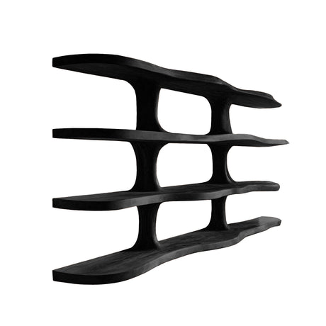 Ravora Live Edge Solid Wood Floating Kitchen Shelf Black - Timberustic Floating Kitchen Shelf
